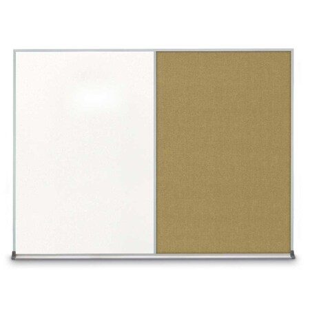 United Visual Products Triple Door Radius Plus Corkboard, 72" x UV8005PLUS-WHITE-MEDGRY